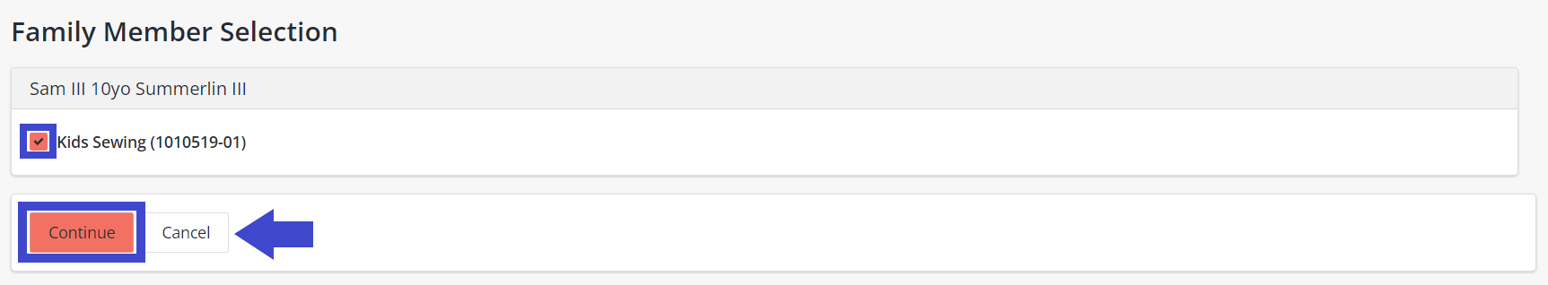 Class Registration - Step Three