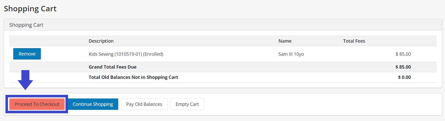 Class Registration - Step Five