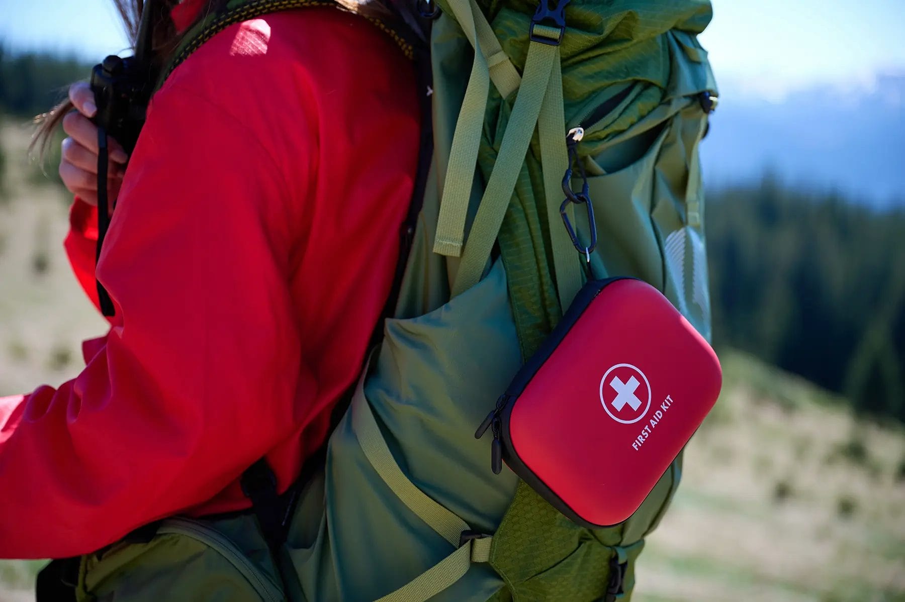 Big,Backpack,Features,Red,First,Aid,Kit.,Experienced,Tourist,Equipped